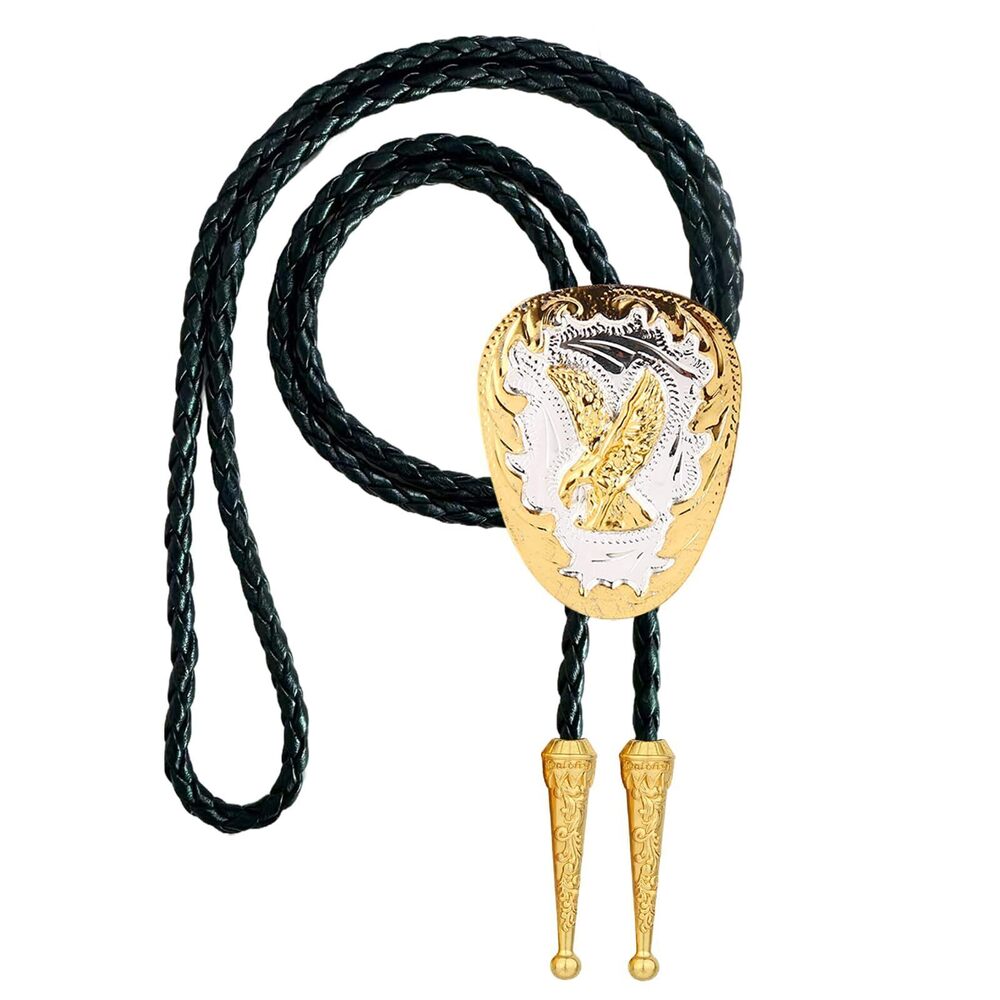 7750 Western Bolo Tie Vintage Cowboy Cowgirl Rodeo Gold Eagle Bolo Tie Gold